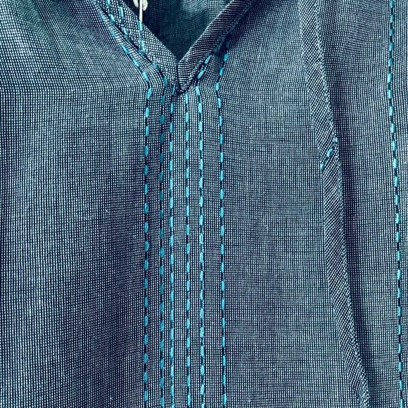 Lucky Brand denim blue ruffle sleeve top - Picture 4 of 8